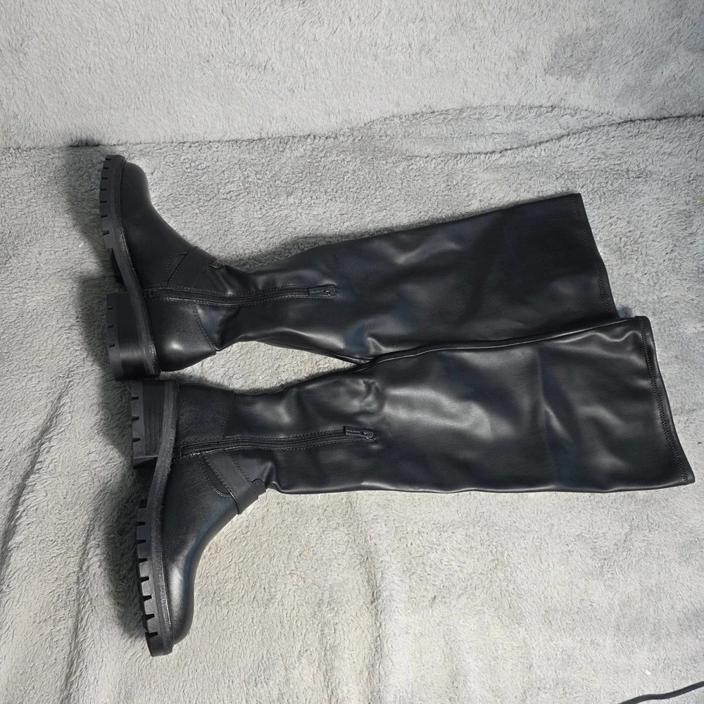 Vince Camuto Abrila Black Leather Buckle Over The Knee Boots Women‎ 6.5 NEW